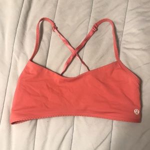 Salmon sport bra cage back